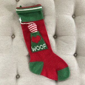 NWOT Dog Christmas Stocking Woof Pet Holiday